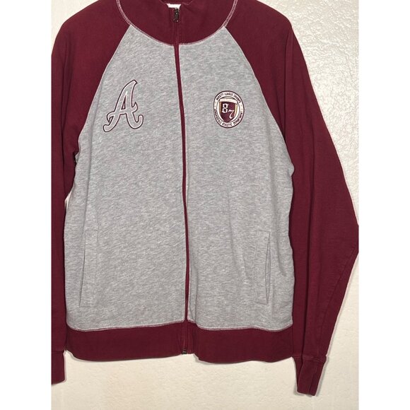 Aeropostale Varsity League Limited Edition XL Zip-Up Jacket Burgundy Gray Cotton - Picture 7 of 11